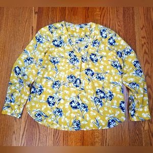 J. Crew Women's Large Blouse Yellow Navy